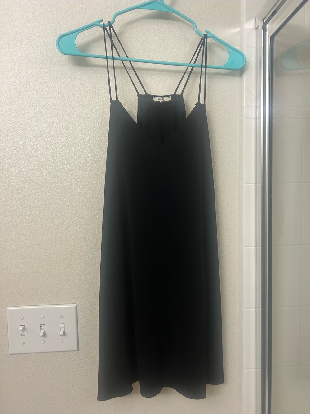 Brandy Melville Black Mini Slip Dress with Double Straps